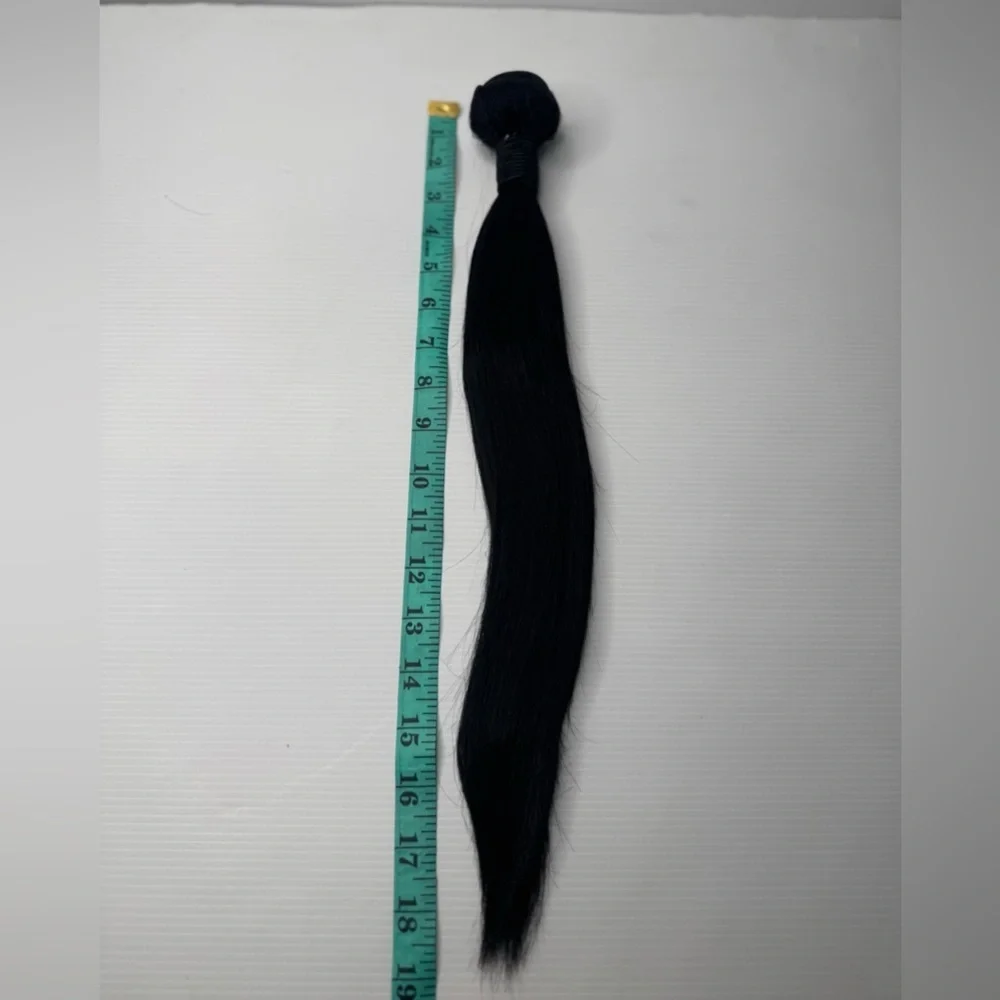 19” Human Hair Blend Straight Bundle – Natural Black, Soft Silky Weft, Heat-Safe